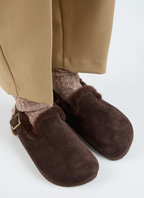 Manijero Kahverengi Kadın Deri - Kürklü Sandalet MNJ.181.07 - Görsel 3