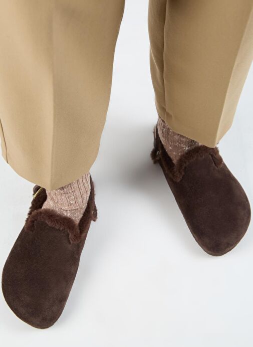 Manijero Kahverengi Kadın Deri - Kürklü Sandalet MNJ.181.07 - Görsel 7