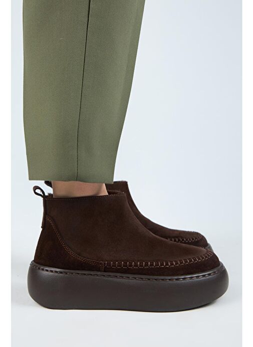 Manijero (Carolina) Kadın Hakiki Deri İçi Kürklü Mini Kahve Bot - Görsel 2