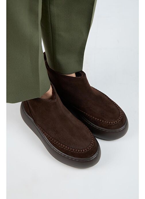 Manijero (Carolina) Kadın Hakiki Deri İçi Kürklü Mini Kahve Bot - Görsel 3