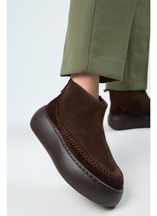 Manijero (Carolina) Kadın Hakiki Deri İçi Kürklü Mini Kahve Bot - Görsel 5