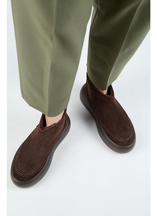 Manijero (Carolina) Kadın Hakiki Deri İçi Kürklü Mini Kahve Bot - Görsel 8