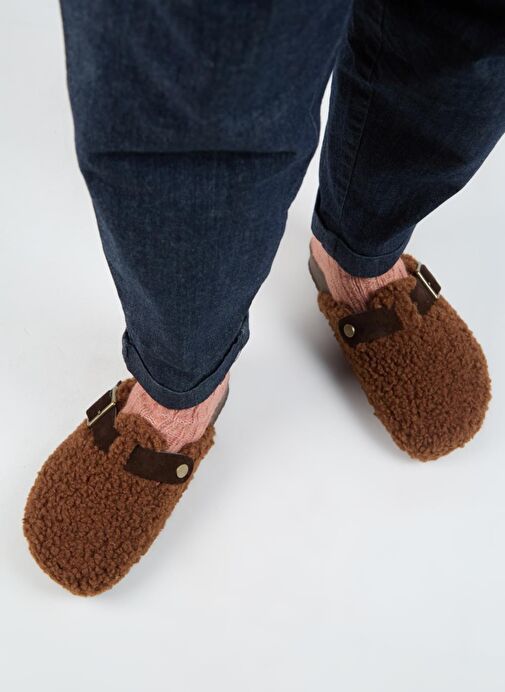 Manijero Kahverengi Kadın Deri Terlik MNJ.101.11 - Görsel 7