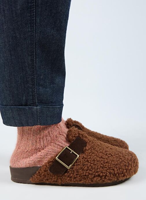 Manijero Kahverengi Kadın Deri Terlik MNJ.101.11 - Görsel 2