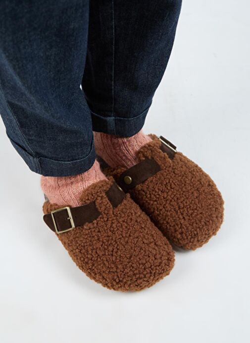 Manijero Kahverengi Kadın Deri Terlik MNJ.101.11 - Görsel 3