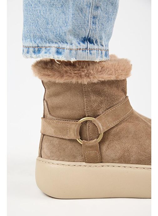 Manijero Caterina Kadın Hakiki Deri İçi Kürklü Kuşaklı Vizon Bot - Görsel 5