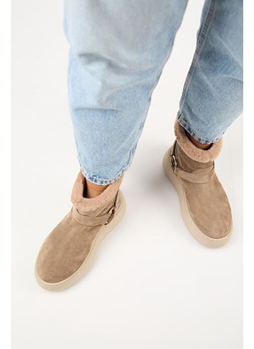 Manijero Caterina Kadın Hakiki Deri İçi Kürklü Kuşaklı Vizon Bot - Görsel 8