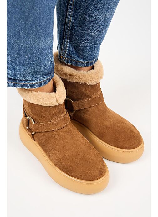 Manijero Caterina Kadın Hakiki Deri İçi Kürklü Kuşaklı Taba Bot - Görsel 4