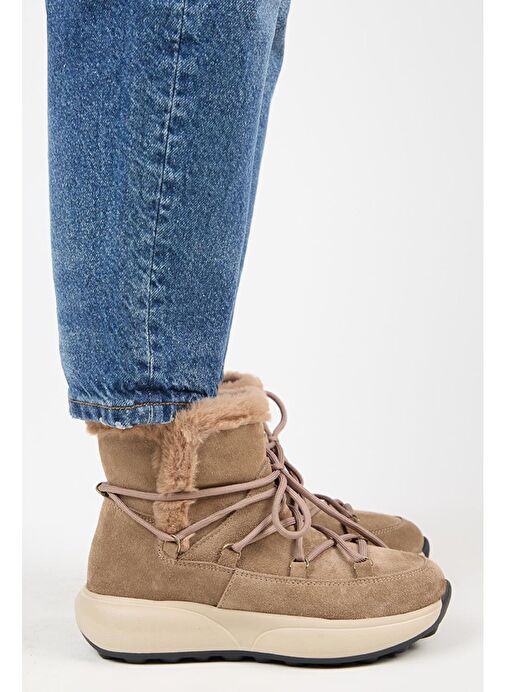 Manijero (Solon) Kadın Hakiki Deri İçi Kürklü Bağcıklı Vizon Bot - Görsel 3