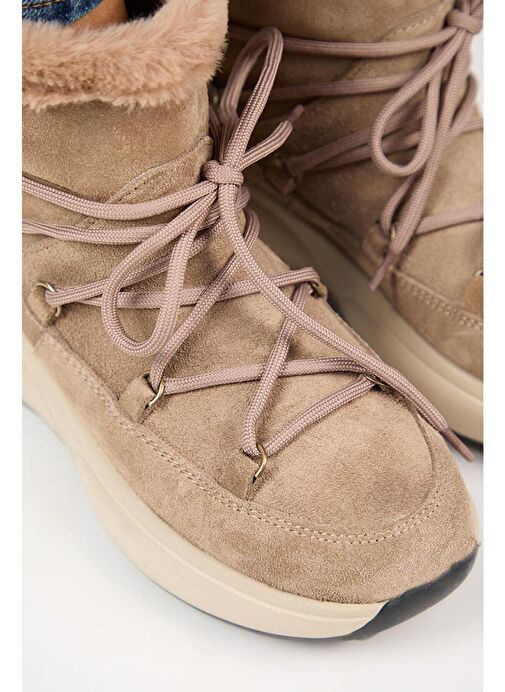 Manijero (Solon) Kadın Hakiki Deri İçi Kürklü Bağcıklı Vizon Bot - Görsel 5