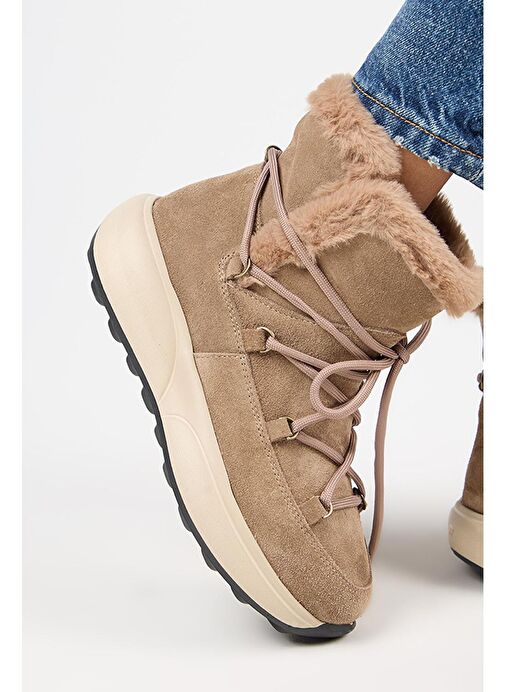 Manijero (Solon) Kadın Hakiki Deri İçi Kürklü Bağcıklı Vizon Bot - Görsel 6