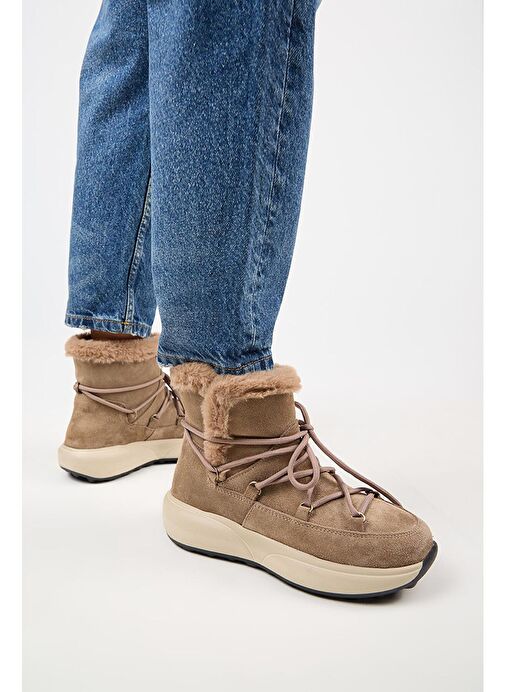 Manijero (Solon) Kadın Hakiki Deri İçi Kürklü Bağcıklı Vizon Bot - Görsel 7