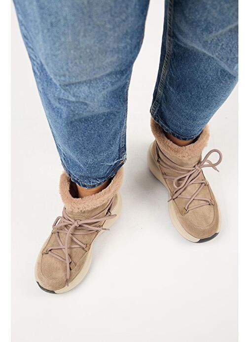 Manijero (Solon) Kadın Hakiki Deri İçi Kürklü Bağcıklı Vizon Bot - Görsel 8