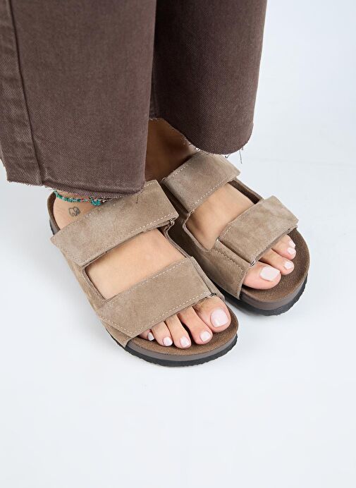 Manijero (Vina 2 ) Kadın Hakiki Deri Çift Cırtlı Vizon Terlik - Görsel 4