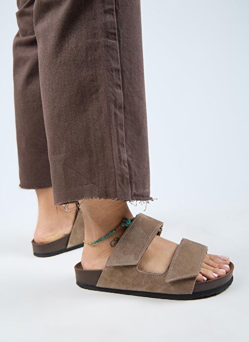 Manijero (Vina 2 ) Kadın Hakiki Deri Çift Cırtlı Vizon Terlik - Görsel 9