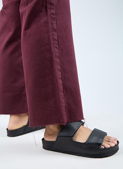 Manijero (Vina 2 ) Kadın Hakiki Deri Çift Cırtlı Siyah Terlik - Görsel 7