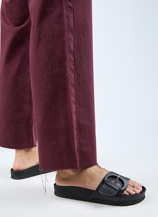 Manijero (Alandra 2 ) Kadın Hakiki Deri Tek Tokalı Siyah Terlik - Görsel 7