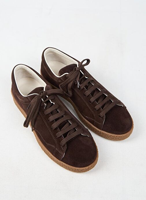Krahe Chazz Erkek Hakiki Deri Bağcıklı Kahve Sneakers - Görsel 4