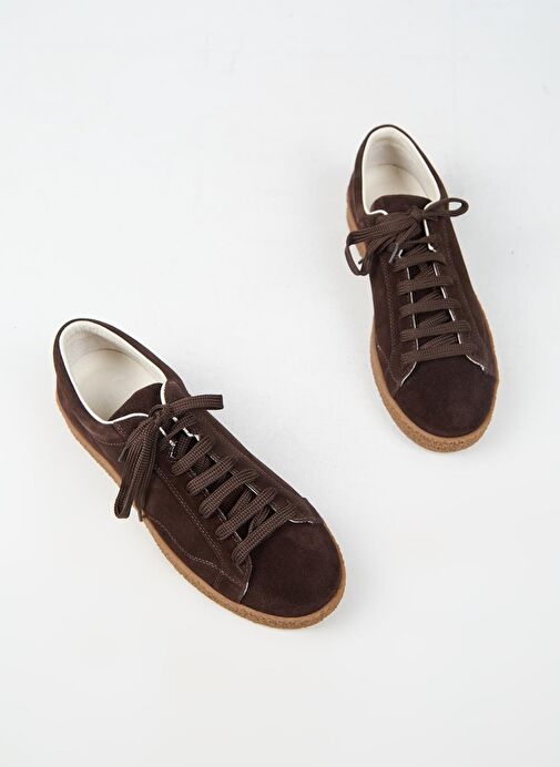 Krahe Chazz Erkek Hakiki Deri Bağcıklı Kahve Sneakers - Görsel 5