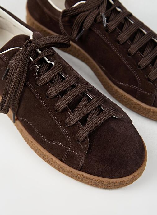 Krahe Chazz Erkek Hakiki Deri Bağcıklı Kahve Sneakers - Görsel 6