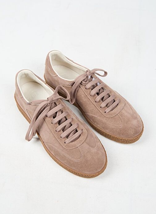 Krahe Palminteri Erkek Hakiki Deri Bağcıklı Vizon Sneakers - Görsel 4