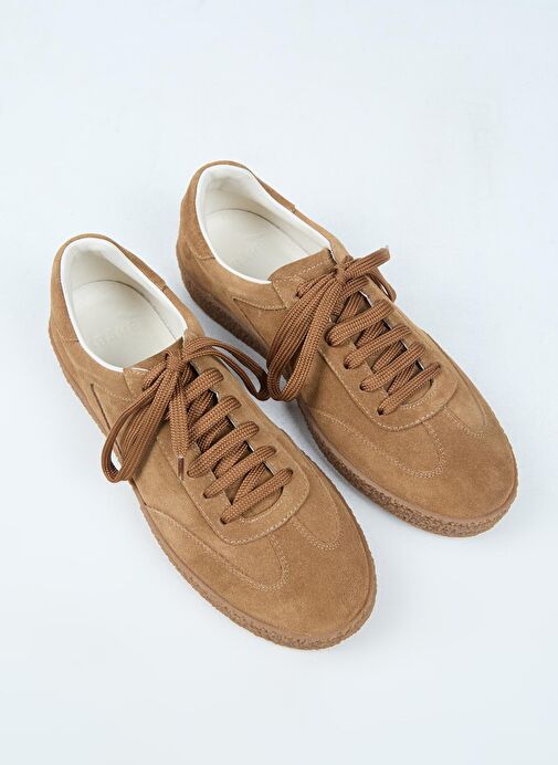 Krahe Palminteri Erkek Hakiki Deri Bağcıklı Kum Sneakers - Görsel 4