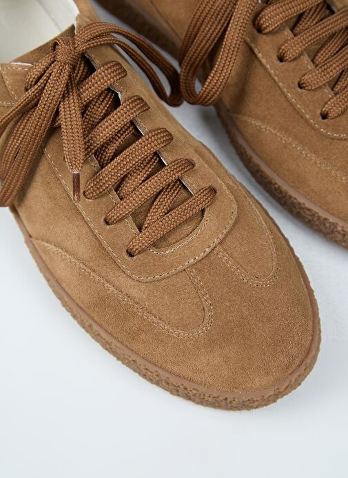 Krahe Palminteri Erkek Hakiki Deri Bağcıklı Kum Sneakers - Görsel 5