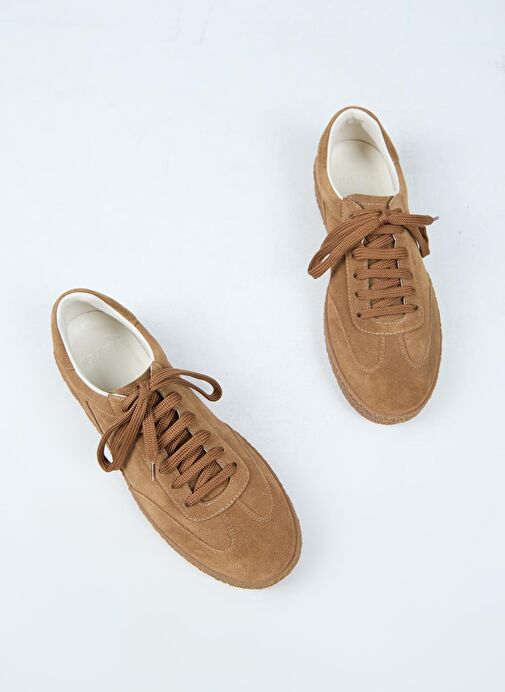 Krahe Palminteri Erkek Hakiki Deri Bağcıklı Kum Sneakers - Görsel 7