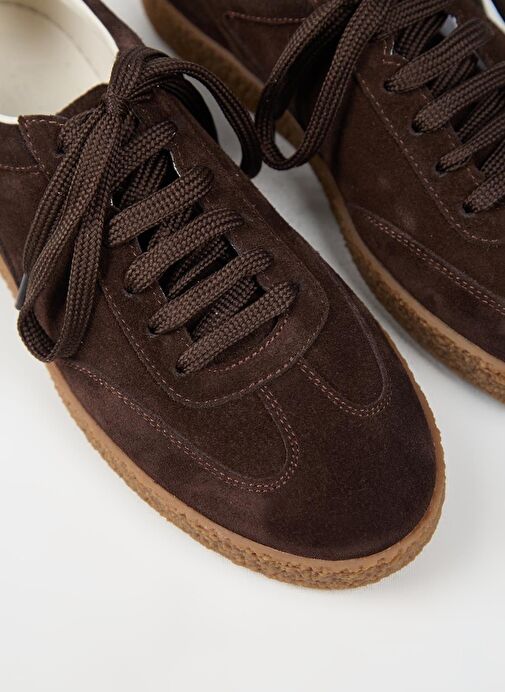 Krahe Palminteri Erkek Hakiki Deri Bağcıklı Kahve Sneakers - Görsel 5