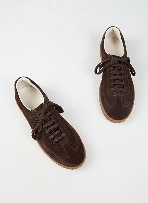 Krahe Palminteri Erkek Hakiki Deri Bağcıklı Kahve Sneakers - Görsel 7