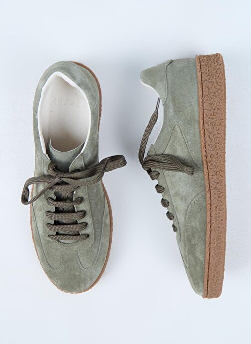 Krahe Palminteri Erkek Hakiki Deri Bağcıklı Yeşil Sneakers - Görsel 2