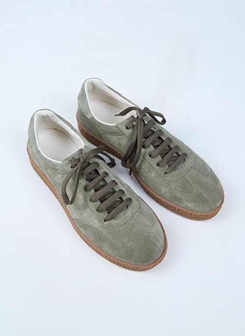 Krahe Palminteri Erkek Hakiki Deri Bağcıklı Yeşil Sneakers - Görsel 4