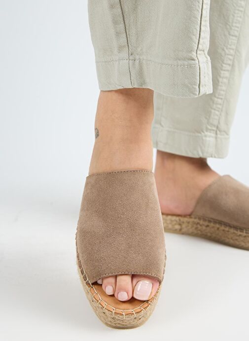 Manijero Galena 2 Kadın Deri Hakiki Deri Tek Bant Vizon Terlik - Görsel 7