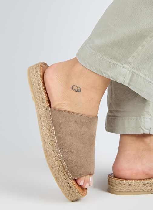 Manijero Galena 2 Kadın Deri Hakiki Deri Tek Bant Vizon Terlik - Görsel 2