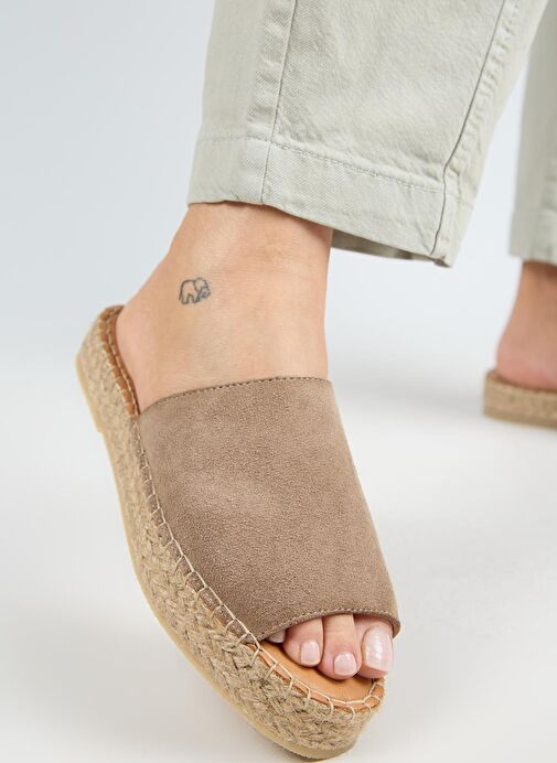 Manijero Galena 2 Kadın Deri Hakiki Deri Tek Bant Vizon Terlik - Görsel 6