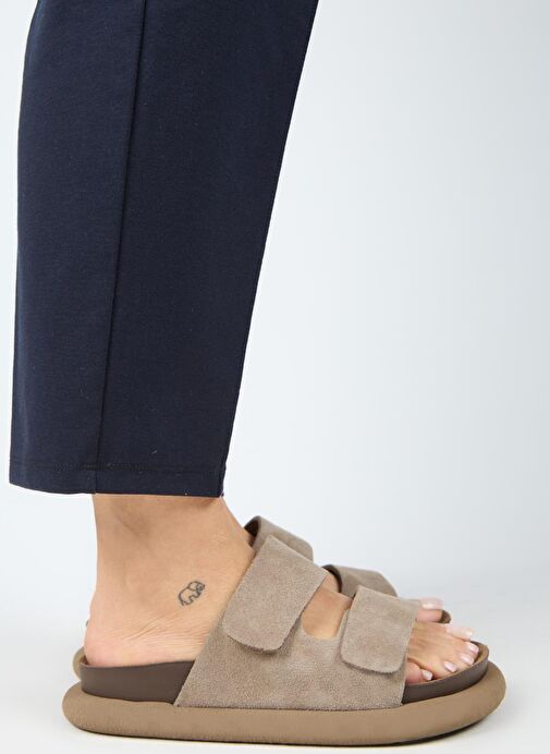 Manijero Lillo Kadın Hakiki Deri Çift Cırtlı Vizon Terlik - Görsel 7