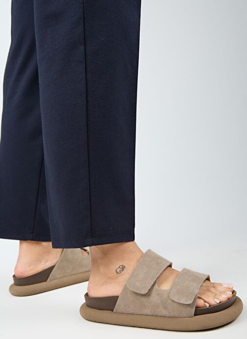 Manijero Lillo Kadın Hakiki Deri Çift Cırtlı Vizon Terlik - Görsel 4