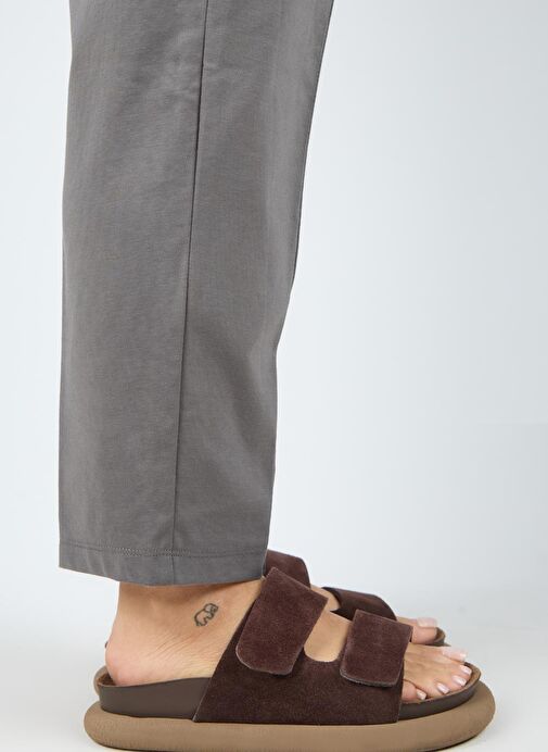 Manijero Lillo Kadın Hakiki Deri Çift Cırtlı Açık Kahve Terlik - Görsel 3