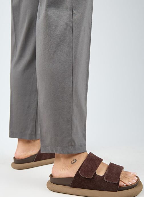 Manijero Lillo Kadın Hakiki Deri Çift Cırtlı Açık Kahve Terlik - Görsel 7