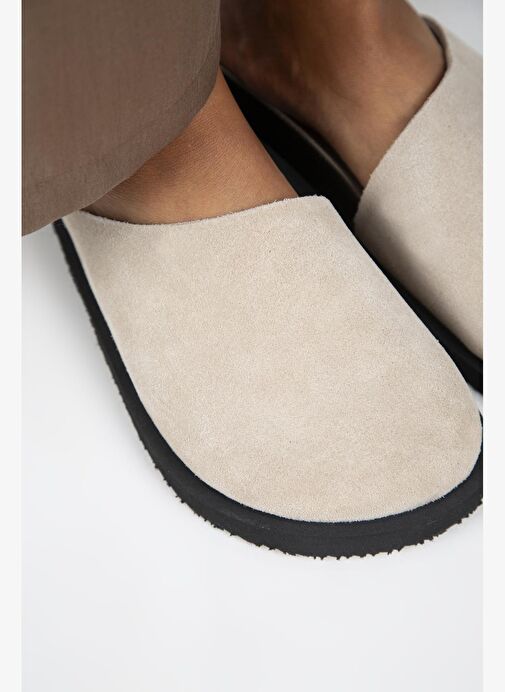 Manijero Ateshi Kadın Deri Hakiki Deri Düz Sabo Bej Terlik - Görsel 5