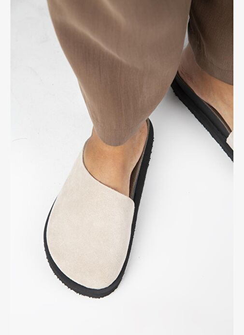 Manijero Ateshi Kadın Deri Hakiki Deri Düz Sabo Bej Terlik - Görsel 9