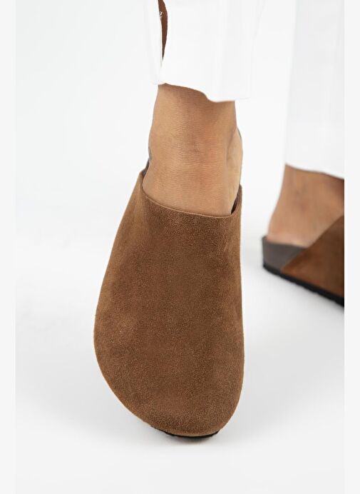 Manijero Ruzqahi Kadın Deri Hakiki Deri Düz Sabo Taba Terlik - Görsel 6