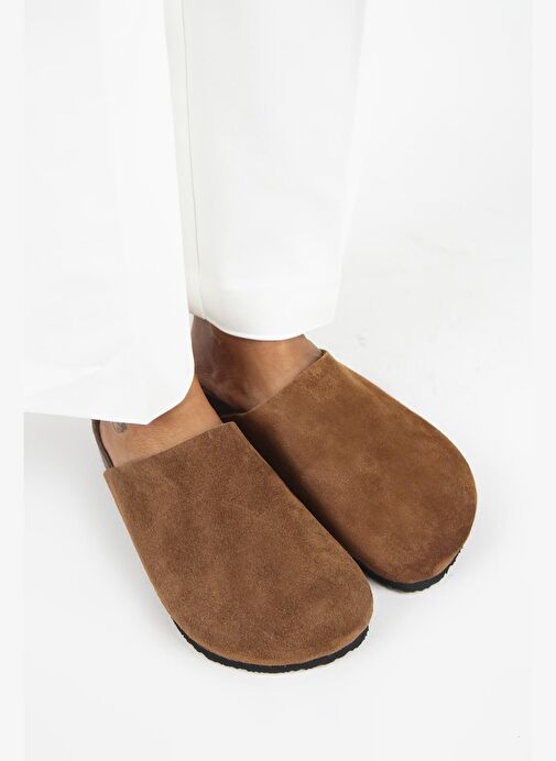 Manijero Ruzqahi Kadın Deri Hakiki Deri Düz Sabo Taba Terlik - Görsel 3