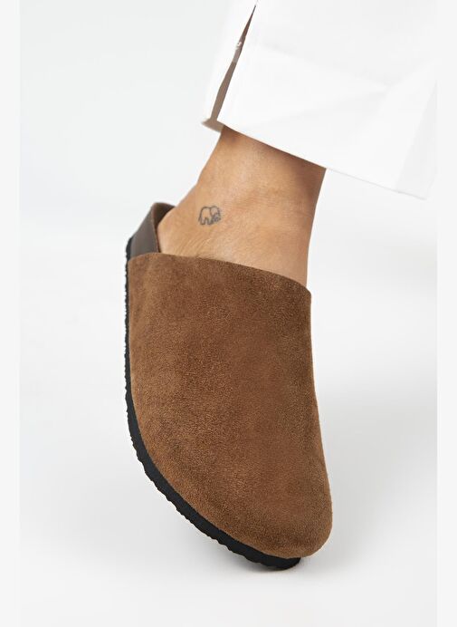 Manijero Ruzqahi Kadın Deri Hakiki Deri Düz Sabo Taba Terlik - Görsel 5