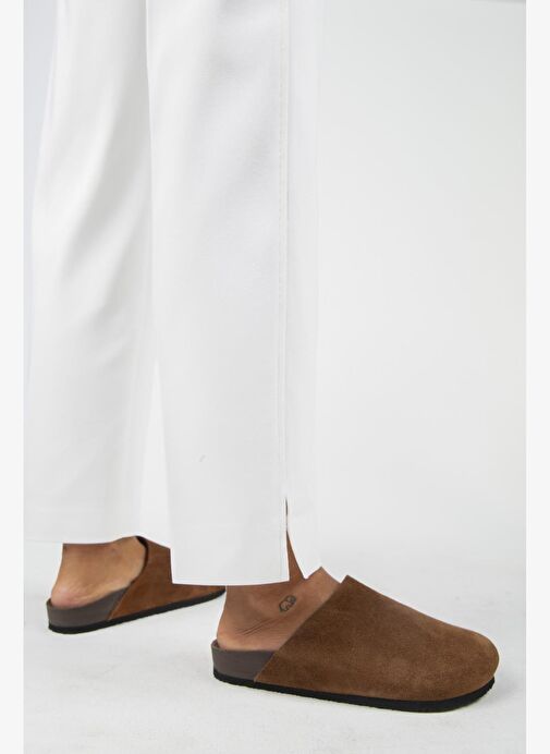 Manijero Ruzqahi Kadın Deri Hakiki Deri Düz Sabo Taba Terlik - Görsel 7