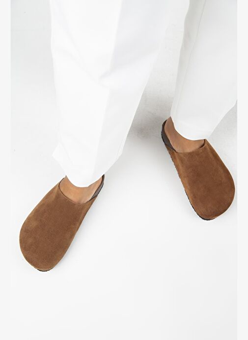 Manijero Ruzqahi Kadın Deri Hakiki Deri Düz Sabo Taba Terlik - Görsel 8