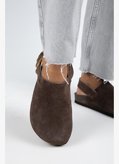 Manijero Antonella Kadın Deri Hakiki Deri Arkadan Kemerli Sabo Kahve Sandalet - Görsel 5