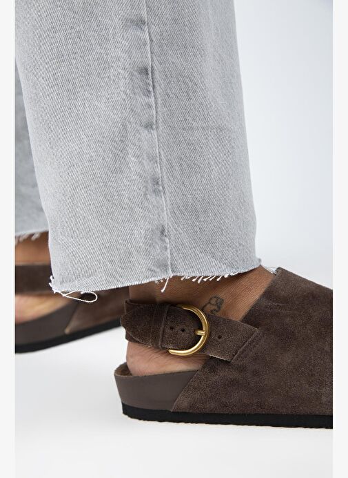 Manijero Antonella Kadın Deri Hakiki Deri Arkadan Kemerli Sabo Kahve Sandalet - Görsel 8