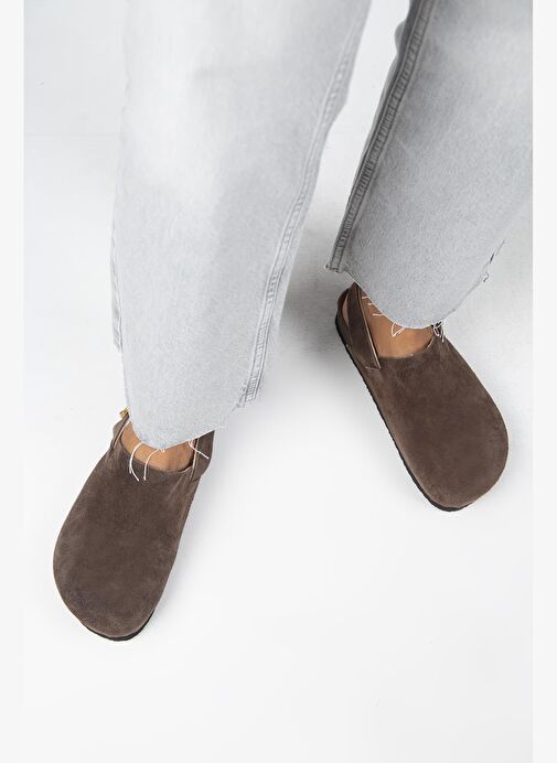 Manijero Antonella Kadın Deri Hakiki Deri Arkadan Kemerli Sabo Kahve Sandalet - Görsel 9