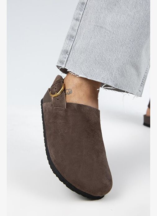 Manijero Antonella Kadın Deri Hakiki Deri Arkadan Kemerli Sabo Kahve Sandalet - Görsel 4